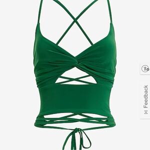 5/$40 EXPRESS green cross back crop top size large